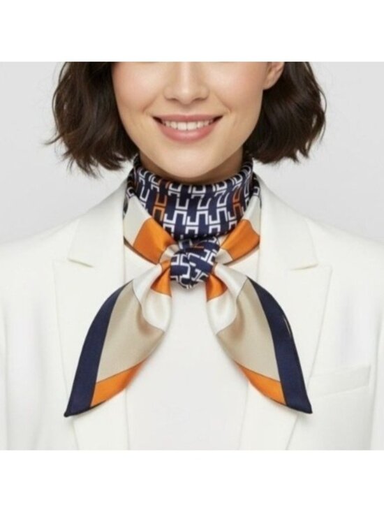 Unbranded Accessories - ❤️Elegant Luxury Bandana Square Scarf Silky Satin Soft ORANGE BLUE Geometric New